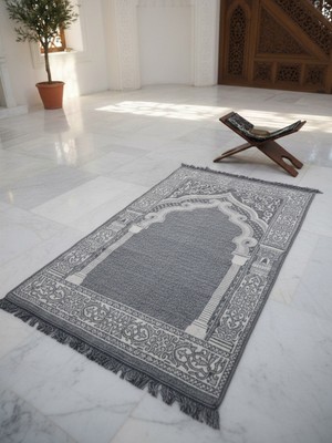 My Evilla Seccade Hafif Katlanabilir Yıkanabilir Namazlık Şık Motifli Çeyizlik ve Hediyelik Gri 4