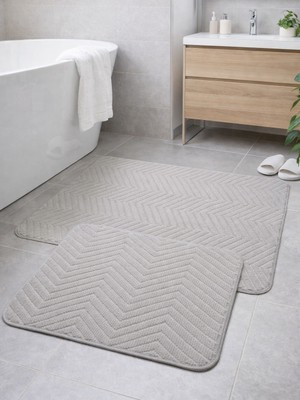 My Evilla Premium Doğal Pamuk Banyo Paspası Seti Kaymaz Dokuma Taban Ultra Yumuşak  Su Emici Yıkanabilir Lüks Banyo Halısı