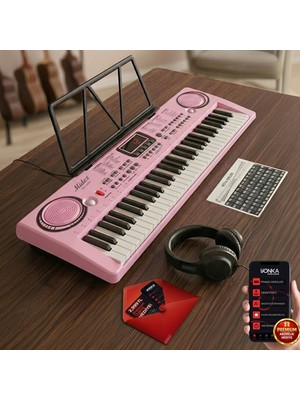 Midex PS-1500PK-H 61 Tuşlu Pembe Org Başlangıç İçin Kulaklık ve Notalık ile 100 Ses 100 Ritim