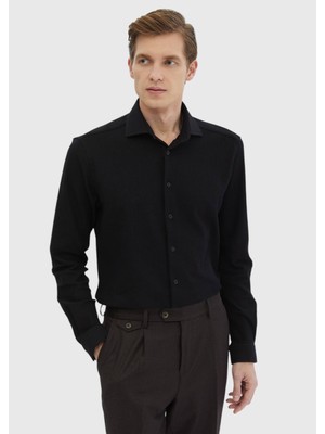 Ramsey Siyah Çizgili Casual Fit Casual %100 Pamuk Gömlek