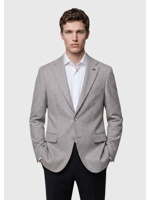 Ramsey Bej Düz Regular Fit %100 Kaşmir Ceket
