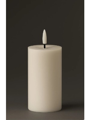 Niyet Beyaz Kütük Pilli LED Mum - 15,5 cm - Günışığı - Dekorasyon