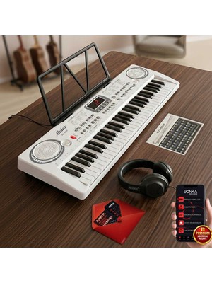 Midex PS-1500WH-H Başlangıç İçin 5 Oktav 61 Tuşlu Org Kulaklık Notalık Öğrenim Metodu
