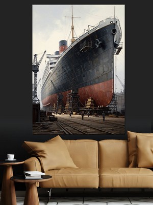 Artmeg Limanda Duran Eski Gemi Dekoratif Kanvas - Mdf Ahşap Tablo