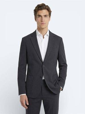 Kip Antrasit Düz Modern Fit Örme Takım Elbise