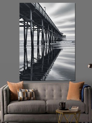 Artmeg Iskele Altından Denize Bakış Siyah-Beyaz Dekoratif Kanvas - Mdf Ahşap Tablo