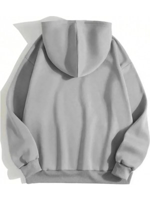 MiraLive Miray- Erkek Düz Kapüşonlu Sweat - Boyalı Gri
