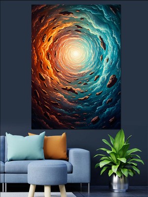 Artmeg Uzay Boşluğunda Renkli Girdap Dekoratif Kanvas - Mdf Ahşap Tablo