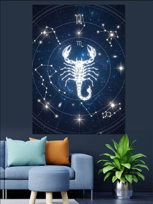Artmeg Gökyüzünde Akrep Burcu Yıldız Haritası Dekoratif Kanvas - Mdf Ahşap Tablo