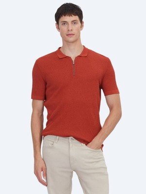 Kip Kiremit Desenli Triko