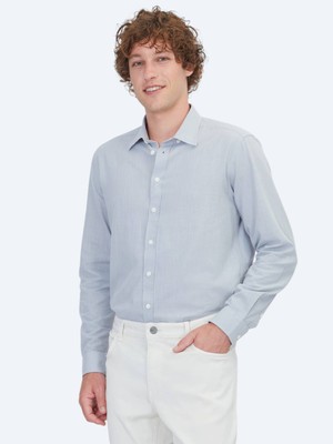 Kip Gri Regular Fit Dokuma Casual %100 Pamuk Gömlek