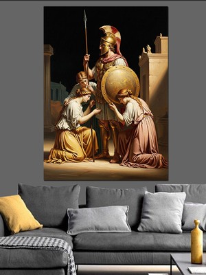 Artmeg Antik Savaşçıların Sahne Aldığı Görsel Dekoratif Kanvas - Mdf Ahşap Tablo