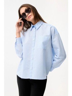 Love My Body Nakış Detaylı Gömlek Mavi 130L9972000