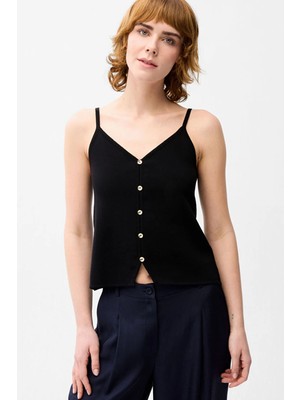 Love My Body Ip Askılı Triko Bluz Siyah 115L9958000