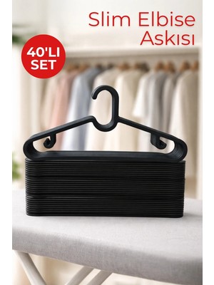 Nandy Home 40 Adet Slim Elbise Askısı - Esnek ve Dayanıklı Kıyafet Askısı