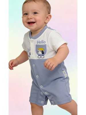 Efilix Erkek Bebek Yazlık Tulum Çıtçıtlı Cep Detaylı Sevimli Köpek Temalı(3-6-9 Ay)