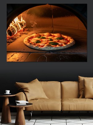 Artmeg Taş Fırında Pişen Odun Ateşli Pizza Dekoratif Kanvas - Mdf Ahşap Tablo