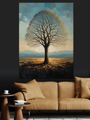 Artmeg Gün Batımı Tek Başına Ağaç Dekoratif Kanvas - Mdf Ahşap Tablo