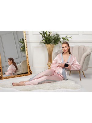 EXCLUSIVE Kadın Büstiyerli Pijama Takımı Pudra Renk Özel Tasarım Anti Alerjenik Kumaş