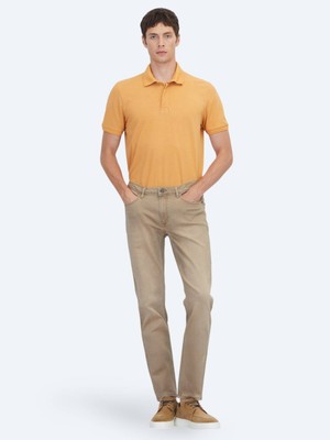 Kip Deve Tüyü Slim Fit Denim Pamuk Karışımlı Pantolon