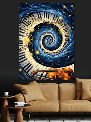 Artmeg Piyano Tuşları Girdap Sanatı Dekoratif Kanvas - Mdf Ahşap Tablo