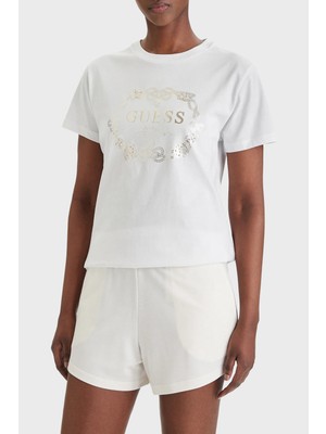Guess Eva Logolu Pamuklu Boxy Fit Bisiklet Yaka T Shirt E6GI00I3Z14 Bayan T Shirt E6GI00 I3Z14 G011
