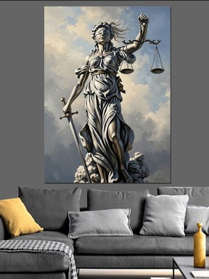 Artmeg Adalet Tanrıçası Themis Heykeli Sanatı Dekoratif Kanvas - Mdf Ahşap Tablo