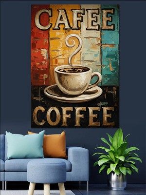 Artmeg Kahve Keyfi Retro Tabela Dekoratif Kanvas - Mdf Ahşap Tablo