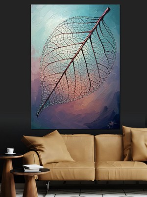 Artmeg Kristal Görünümlü Detaylı Yaprak Illüstrasyonu Dekoratif Kanvas - Mdf Ahşap Tablo