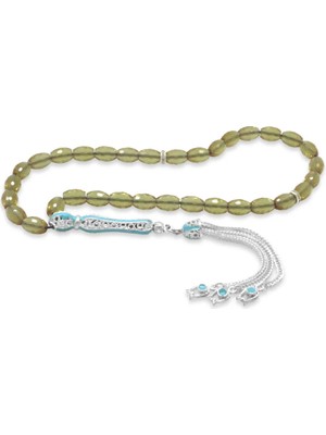 Tesbihane Alpaka Püsküllü Mavi Mineli Arpa Kesim Sultanit Tesbih