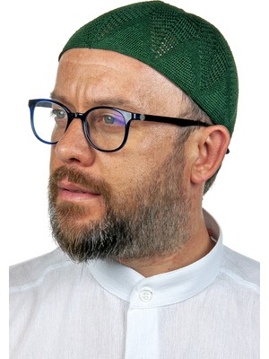 İhvan Online Berra Çelik Örme Dantel Namaz Takkesi Yeşil 1 Yaş Erkekler İçin Şık Tasarım