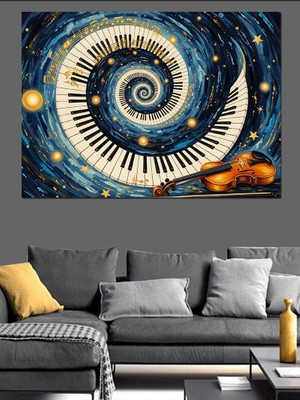 Artmeg Piyano Tuşlarından Oluşan Samanyolu Sarmalı Dekoratif Kanvas - Mdf Ahşap Tablo