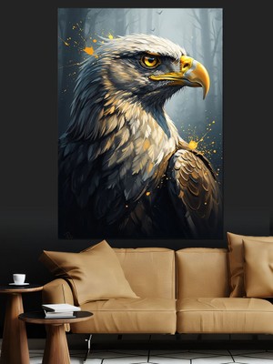 Artmeg Kartal Bakışı Yakın Plan Dekoratif Kanvas - Mdf Ahşap Tablo