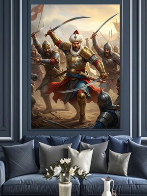 Artmeg Osmanlı Savaşçısı ve Tarihi Mücadele Dekoratif Kanvas - Mdf Ahşap Tablo