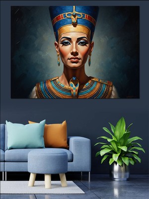 Artmeg Mistik Mısır Kraliçesi Nefertiti Portresi Dekoratif Kanvas - Mdf Ahşap Tablo