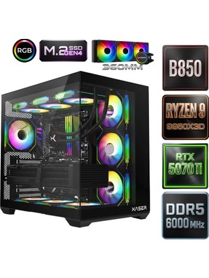 Xaser Diamond X10 Ryzen 9 9950X3D 64GB Ram 2tb M.2 Nvme SSD 16GB RTX5070TI Oyuncu Tavsiye Sistem