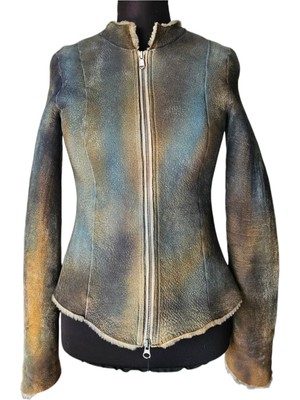 Asus Deri -Hakiki Süet El Boyaması Kadın Kuzu Kürkü