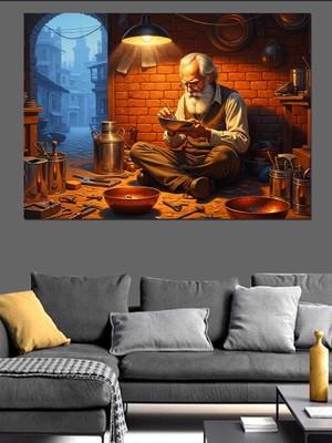 Artmeg Çalışanyaşlı Bilge Adam Dekoratif Kanvas - Mdf Ahşap Tablo