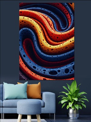 Artmeg Soyut Renkli Dalgalar Modern Sanat Dekoratif Kanvas - Mdf Ahşap Tablo