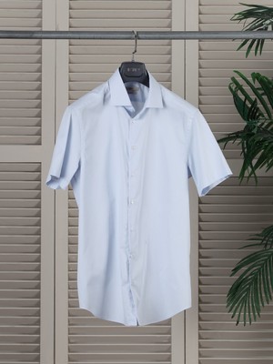 Açık Mavi Regular Fit Dokuma Klasik Pamuk Karışımlı Gömlek