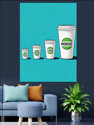 Artmeg Farklı Boylarda Beyaz Bardaklar Dekoratif Kanvas - Mdf Ahşap Tablo