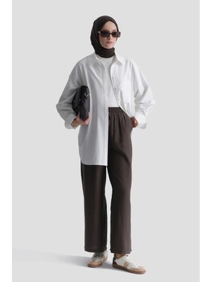 Armine Beli Lastikli Palazzo Pantolon Kahverengi