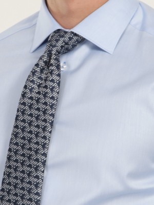 Mavi Düz Slim Fit Dokuma Klasik %100 Pamuk Gömlek