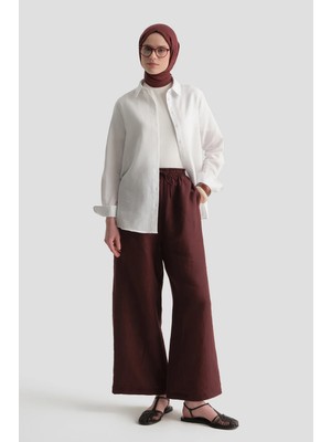 Armine Keten Palazzo Pantolon Bordo