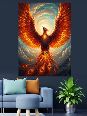 Artmeg Küllerinden Doğan Kırmızı Anka Kuşu Dekoratif Kanvas - Mdf Ahşap Tablo