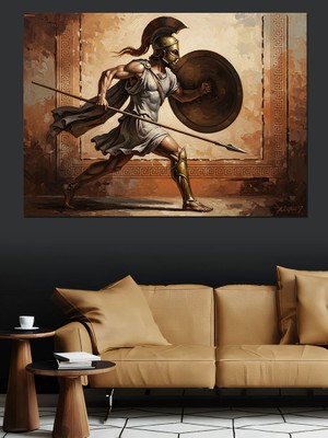 Artmeg Savaşçı Antik Yunan Spartalı Asker Dekoratif Kanvas - Mdf Ahşap Tablo