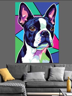 Artmeg Pop Art Tarzında Renkli Köpek Dekoratif Kanvas - Mdf Ahşap Tablo