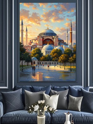 Artmeg Istanbul Ayasofya Camii Gün Doğumu Dekoratif Kanvas - Mdf Ahşap Tablo