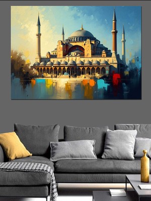 Artmeg Işıklar Içinde Görkemli Istanbul Camii Dekoratif Kanvas - Mdf Ahşap Tablo