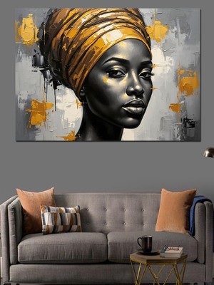 Artmeg Egzotik Afrikalı Kadın Portresi Sanatı Dekoratif Kanvas - Mdf Ahşap Tablo